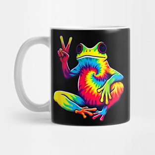 Cute Tie-Dye Cool Frog Peace Sign Animal Frog Mug